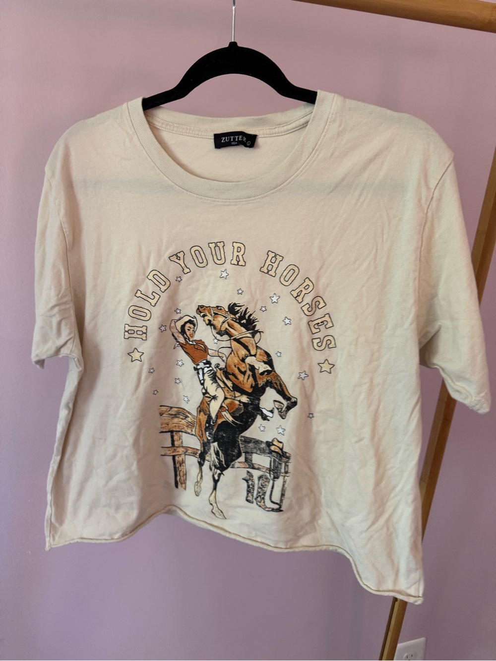 Zutter 'Hold Your Horses' Short Sleeve Tee in Cream